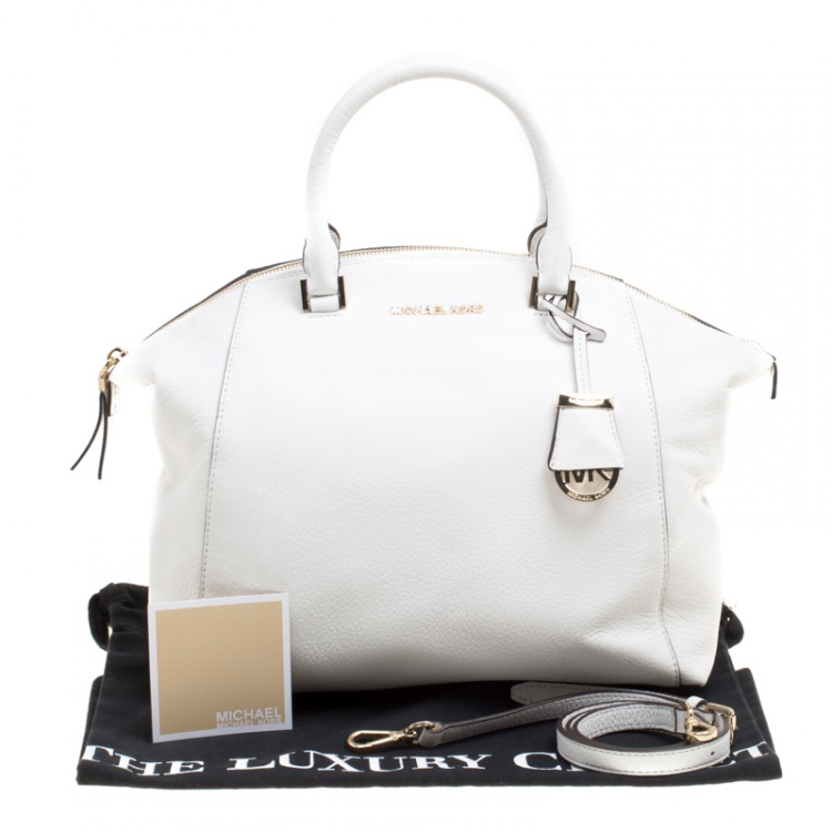 Pre Owned MICHAEL Michael Kors White Leather Riley Top Handle Bag
