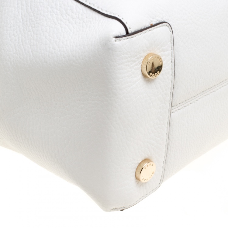 Pre Owned MICHAEL Michael Kors White Leather Riley Top Handle Bag