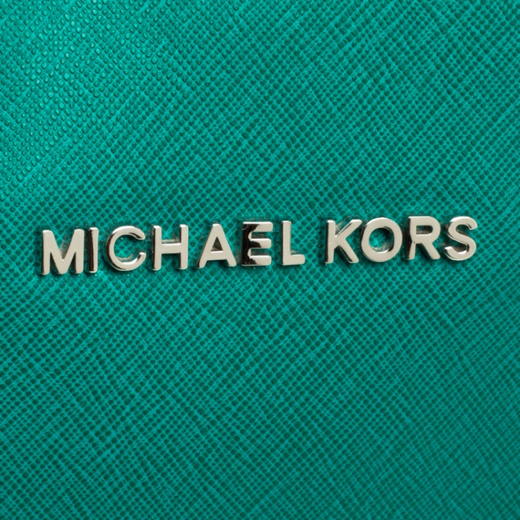 Pre Owned Michael Michael Kors Green Saffiano Leather Jetset Tote