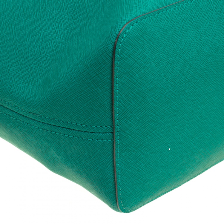 Pre Owned Michael Michael Kors Green Saffiano Leather Jetset Tote