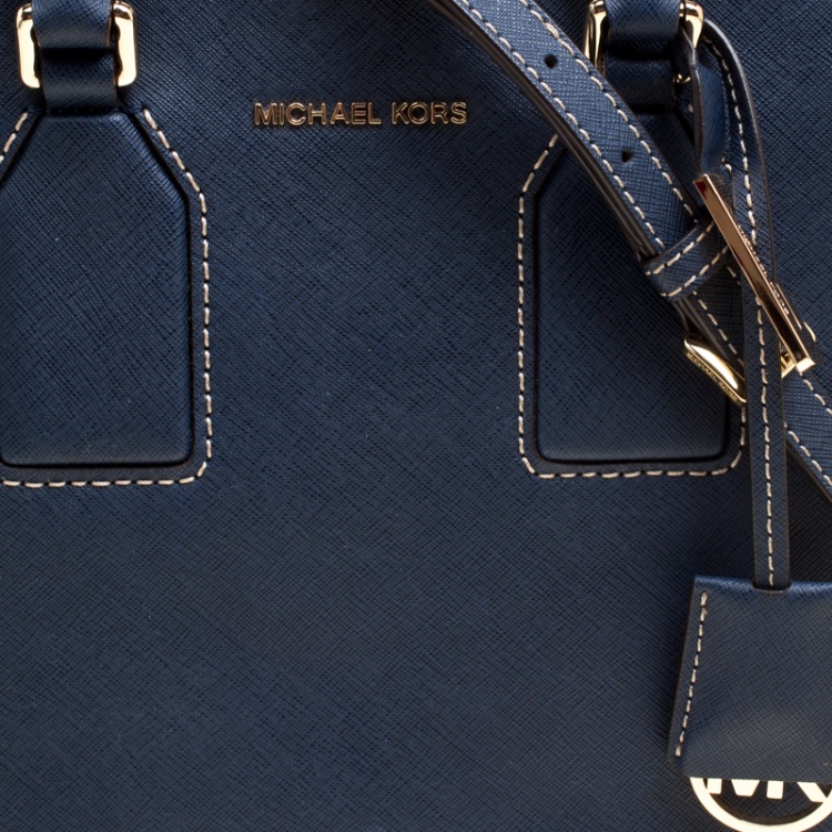Pre Owned Michael Kors Blue Leather Top Handle Bag