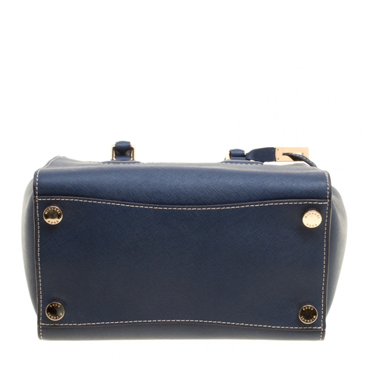 Pre Owned Michael Kors Blue Leather Top Handle Bag