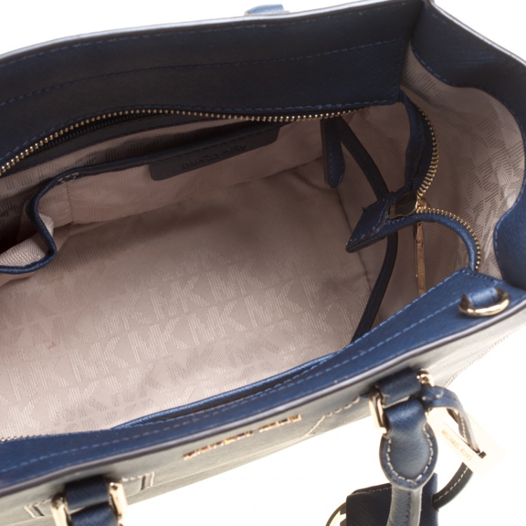 Pre Owned Michael Kors Blue Leather Top Handle Bag