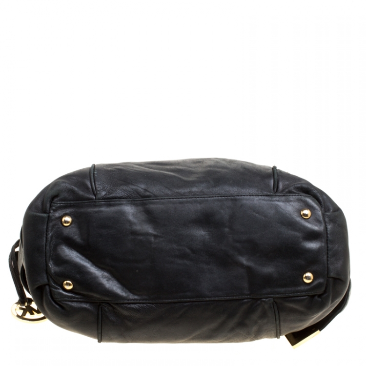 Pre Owned Michael Michael Kors Black Leather Tote 