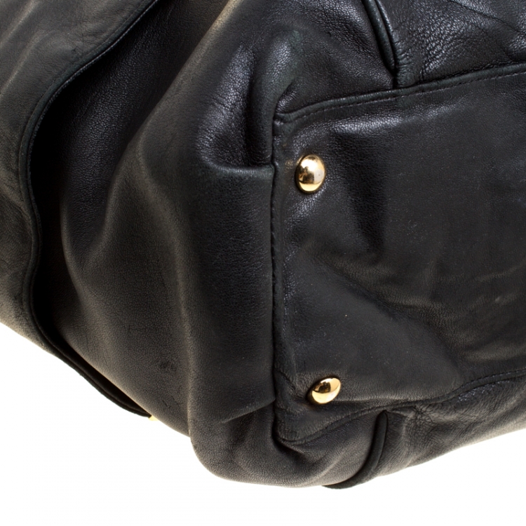 Pre Owned Michael Michael Kors Black Leather Tote 