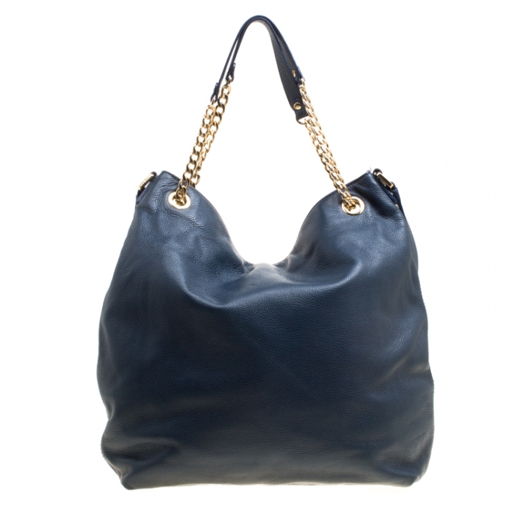 Pre Owned Michael Michael Kors Navy Blue Leather Top Handle Bag