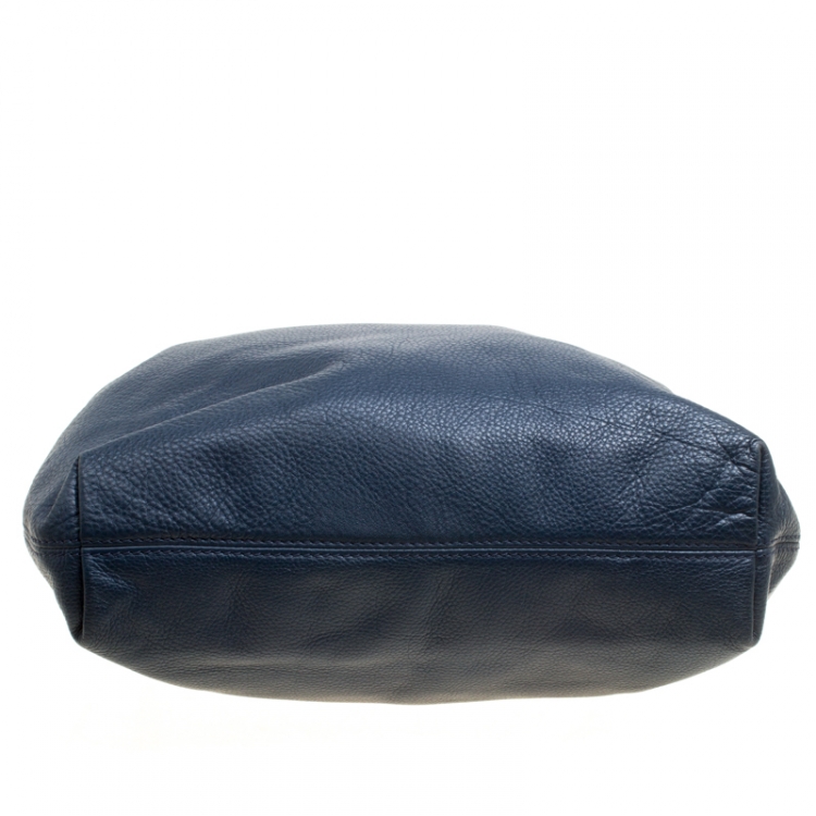 Pre Owned Michael Michael Kors Navy Blue Leather Top Handle Bag