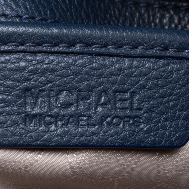 Pre Owned Michael Michael Kors Navy Blue Leather Top Handle Bag