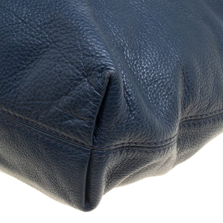 Pre Owned Michael Michael Kors Navy Blue Leather Top Handle Bag