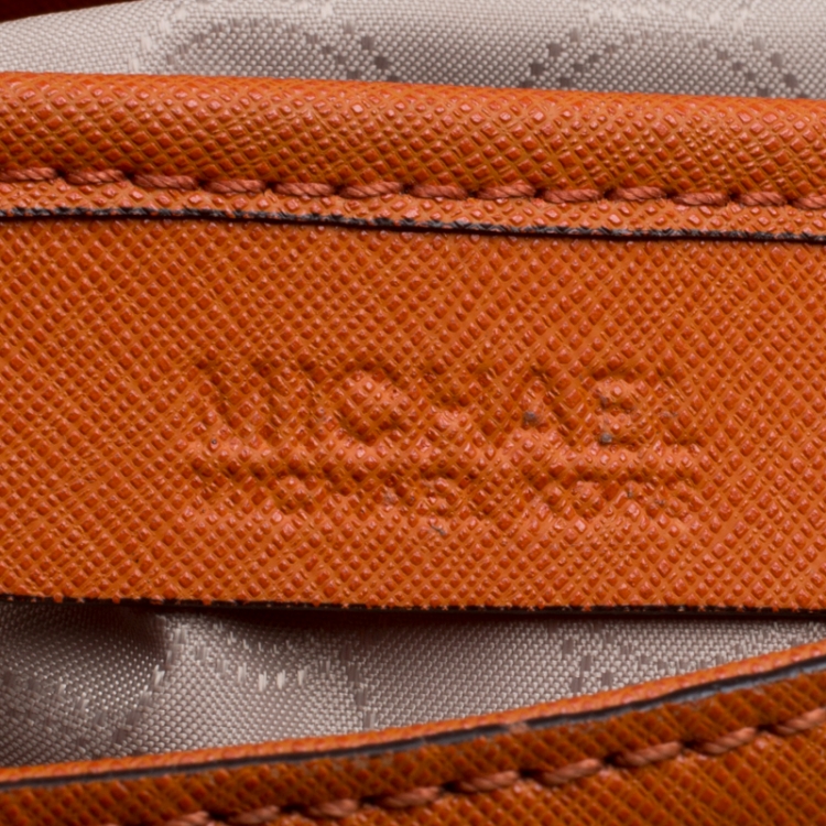 Pre Owned Michael Michael Kors Orange Leather Large Studded Hamilton Tote 