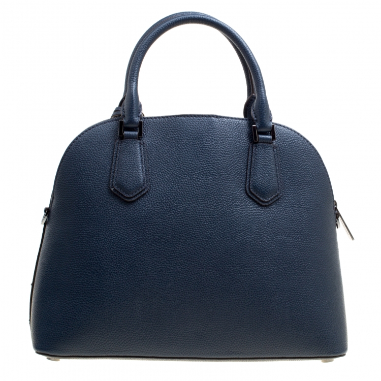 Pre Owned Michael Kors Navy Blue Leather Adele Studded Dome Satchel