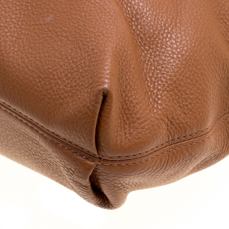 Pre Owned Michael Kors Brown Leather Jet Set Chain Hobo