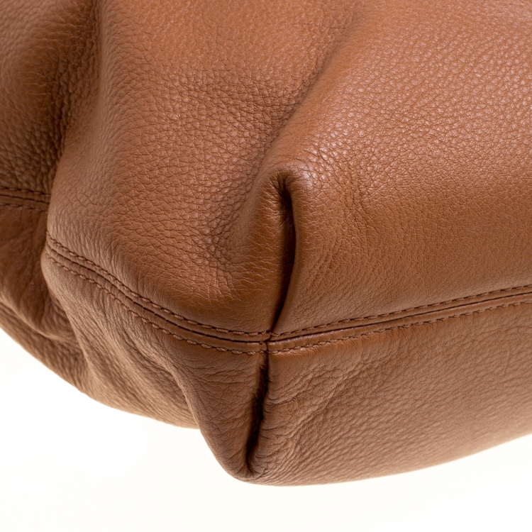 Pre Owned Michael Kors Brown Leather Jet Set Chain Hobo