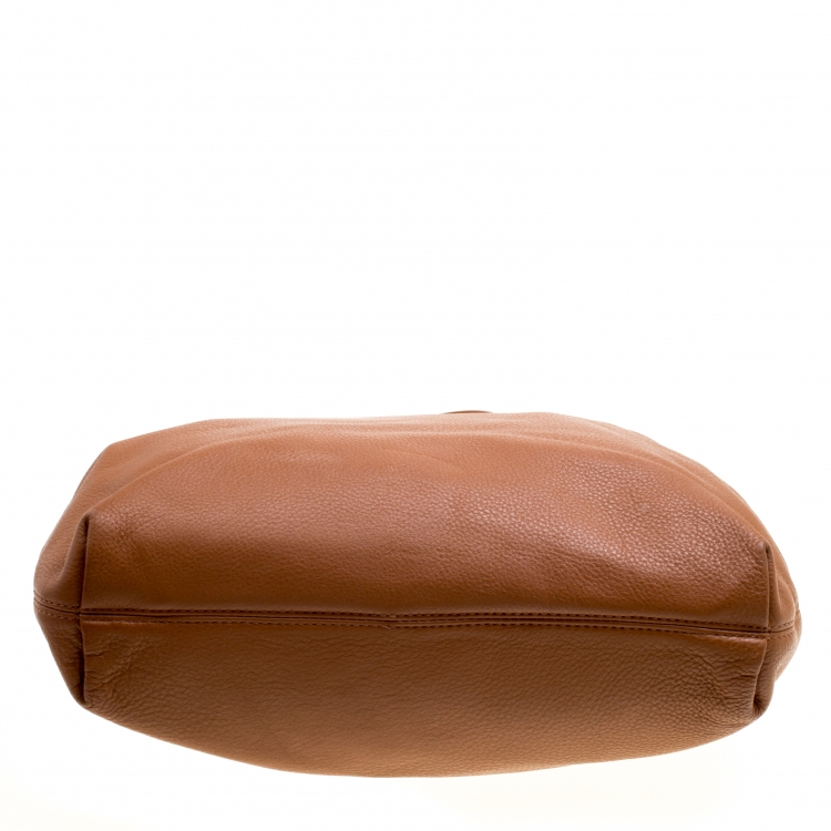 Pre Owned Michael Kors Brown Leather Jet Set Chain Hobo