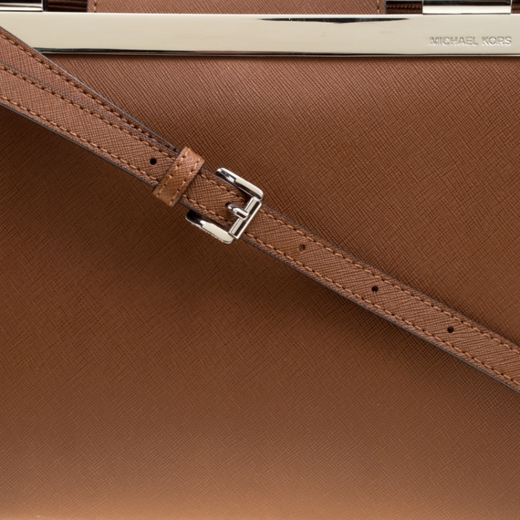 Pre Owned Michael Michael Kors Brown Leather Top Handle Bag