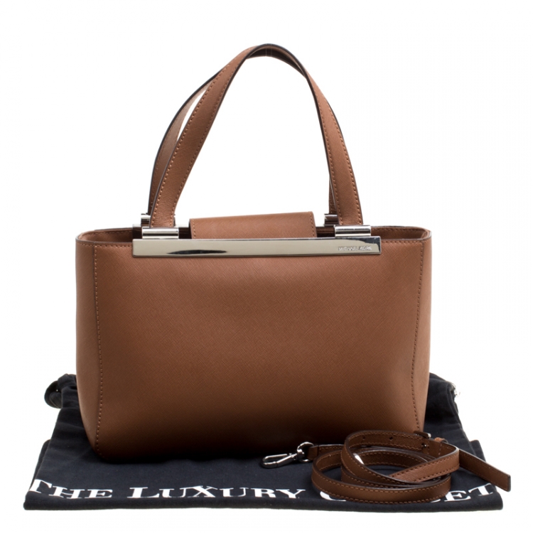 Pre Owned Michael Michael Kors Brown Leather Top Handle Bag