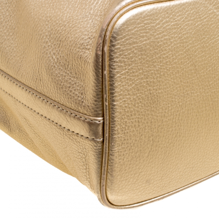 Pre Owned Michael Michael Kors Gold Leather Shopper Tote
