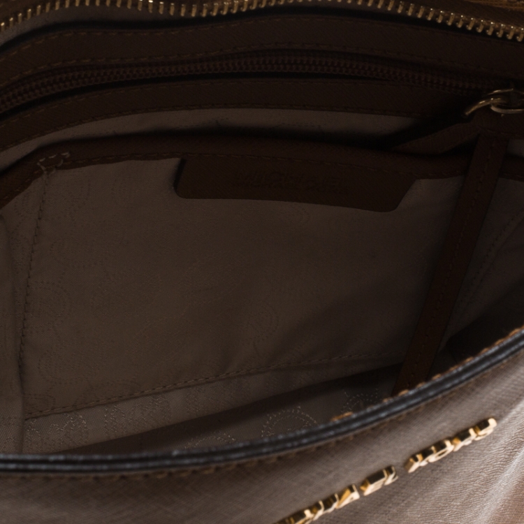 Pre Owned Michael Michael Kors Brown Leather Crossbody Bag