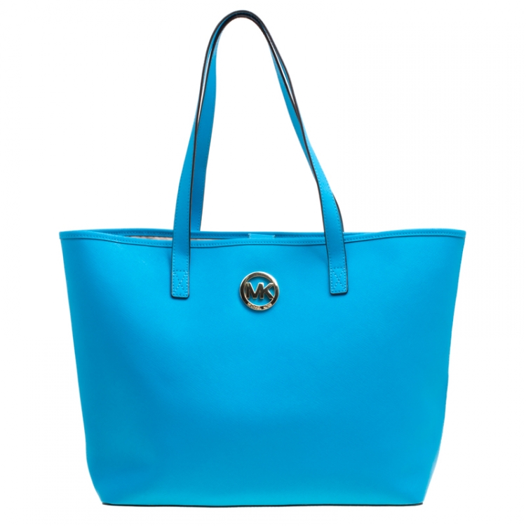 مملوكة مسبقًا Michael Michael Kors Azure Saffiano Leather Shopper Tote