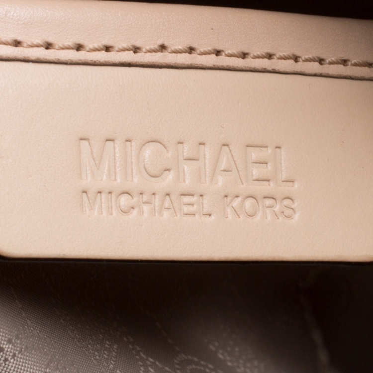 Pre Owned Michael Micahel Kors Metallic Gold Mirror Signature Leather Large Grayson Satchel 