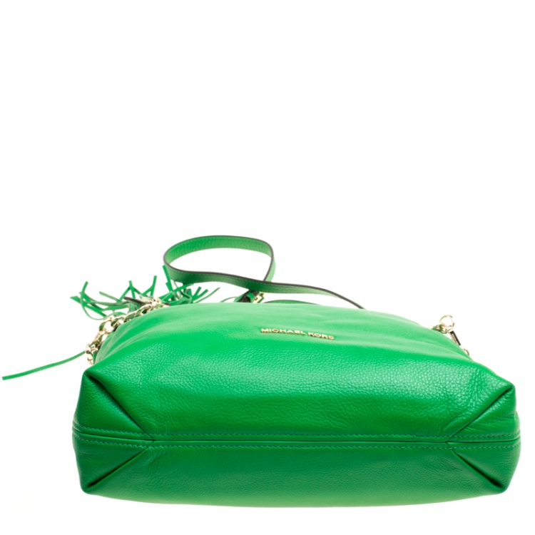 Pre Owned Michael Michael Kors Green Leather Medium Weston Shoulder Bag