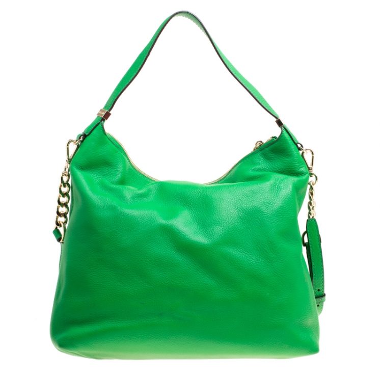 Pre Owned Michael Michael Kors Green Leather Medium Weston Shoulder Bag