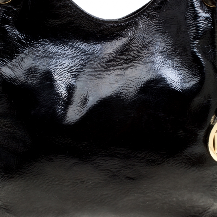 Pre Owned Michael Michael Kors Black Leather Medium Lilly Chain Tote