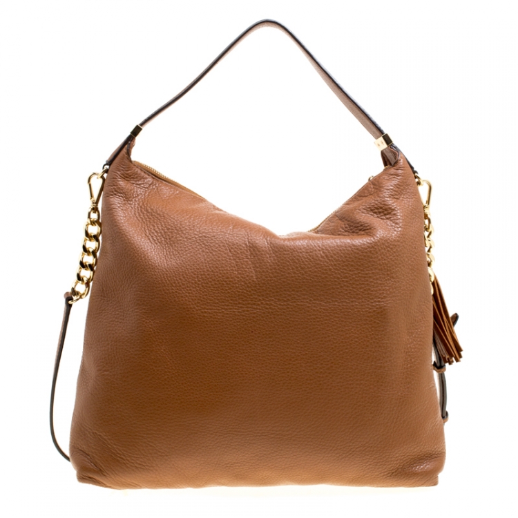 Pre Owned Michael  Michael Kors Brown Leather Bedford Tassel Shoulder Bag