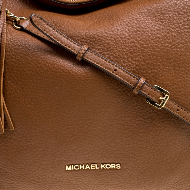Pre Owned Michael  Michael Kors Brown Leather Bedford Tassel Shoulder Bag