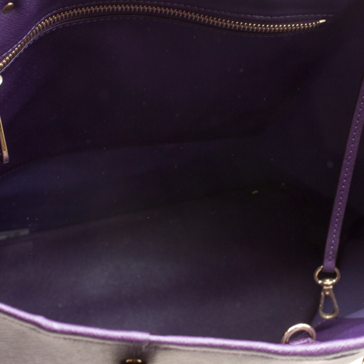 Pre Owned Michael Michael Kors Purple Leather Shopper Tote