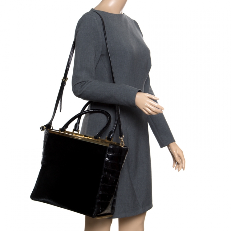 Michael Michael Kors Black Calf Hair and Croc Embossed Leather Lana Tote  MICHAEL Michael Kors | TLC