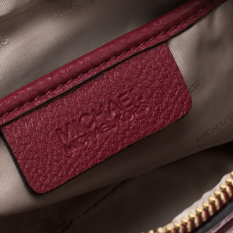Pre Owned Michael Michael Kors Red Leather Studded Crossbody Bag