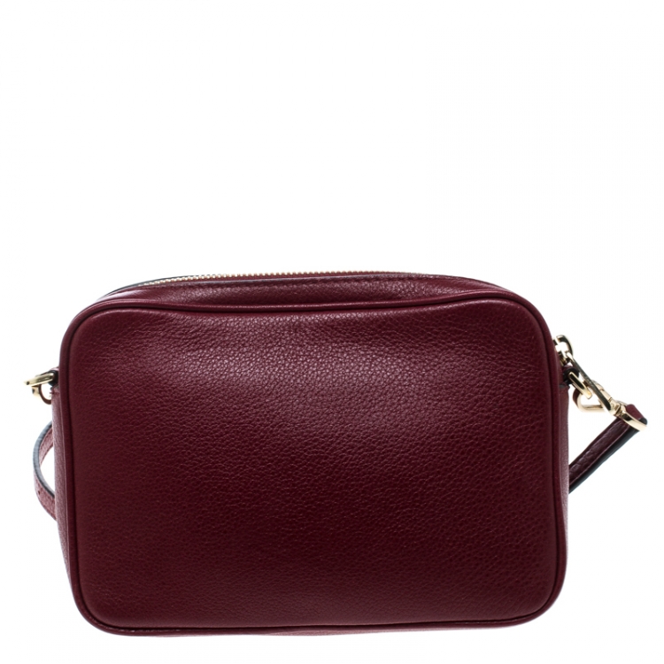 Pre Owned Michael Michael Kors Red Leather Studded Crossbody Bag