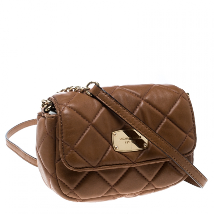 Pre Owned Michael Michael Kors Brown Quilted Leather Shoulder Bag