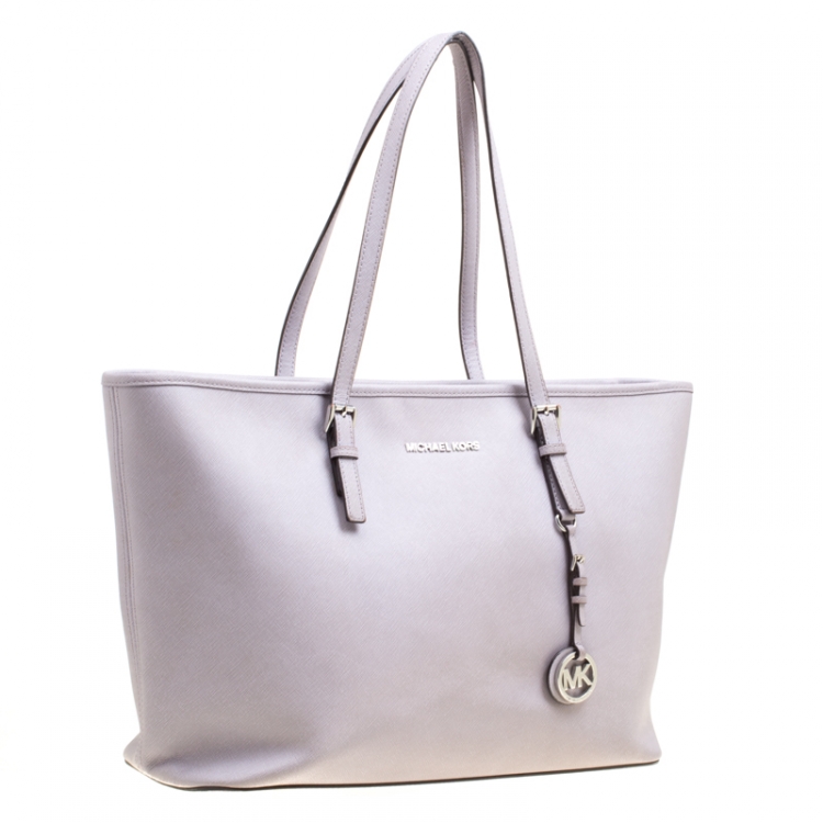 Pre Owned Michael Michael Kors Lilac Saffiano Leather Jet Set Tote