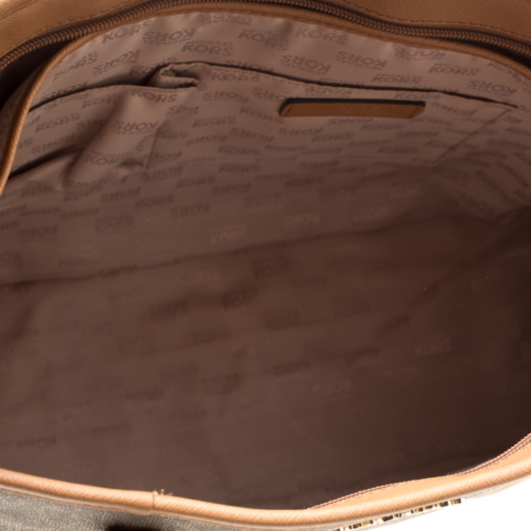 Pre Owned Michael Michael Kors Brown Signature Coated Canvas Shopper Tote