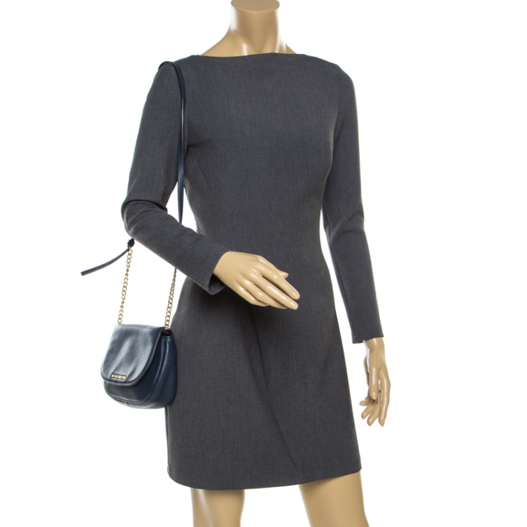 مملوكة مسبقًا Michael Michael Kors Blue Leather Bedford Crossbody Bag