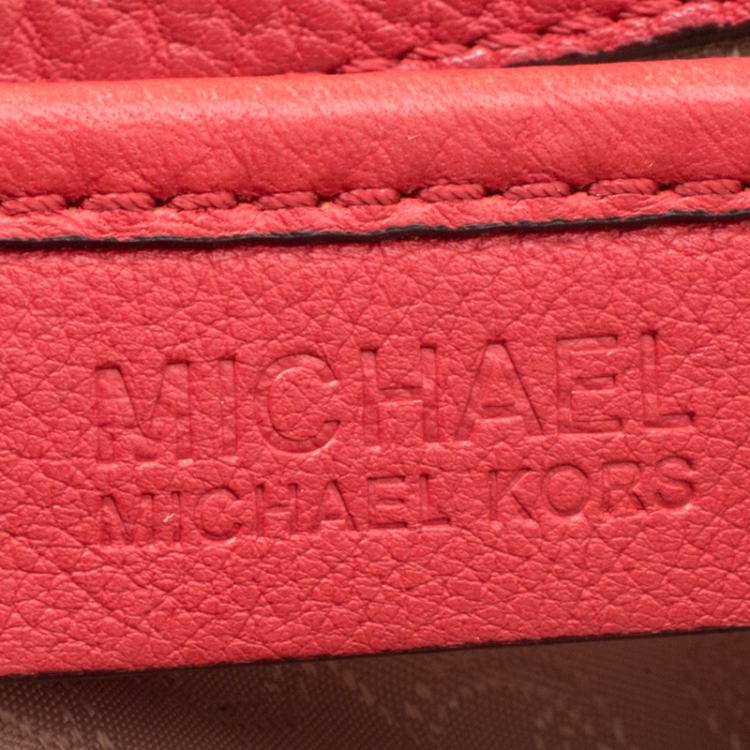 Pre Owned MICHAEL Michael Kors Red Leather Riley Top Handle Bag