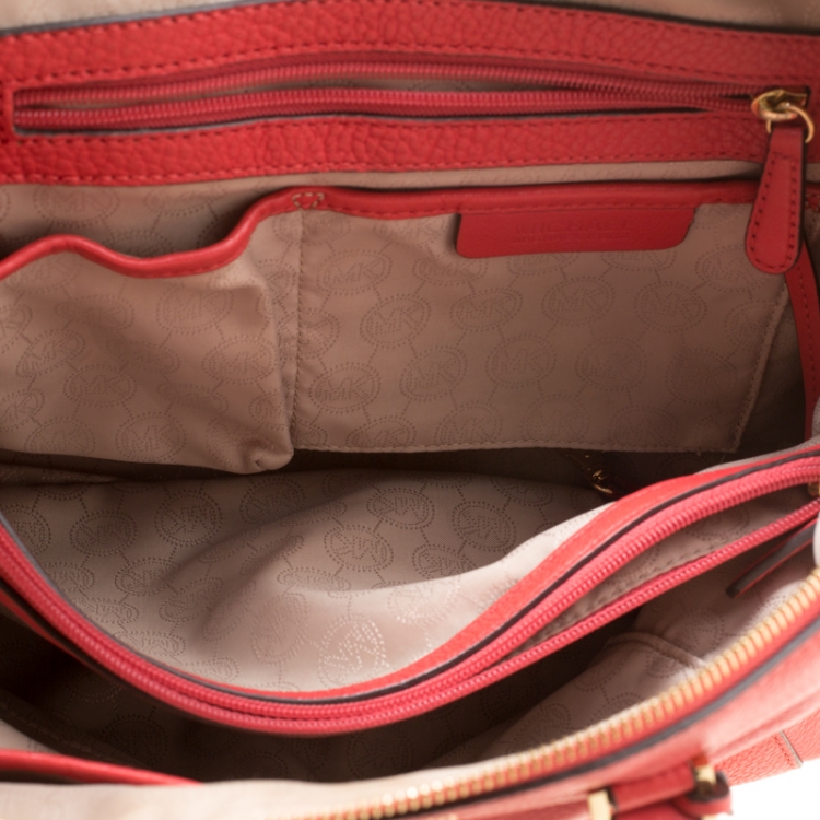 Pre Owned MICHAEL Michael Kors Red Leather Riley Top Handle Bag