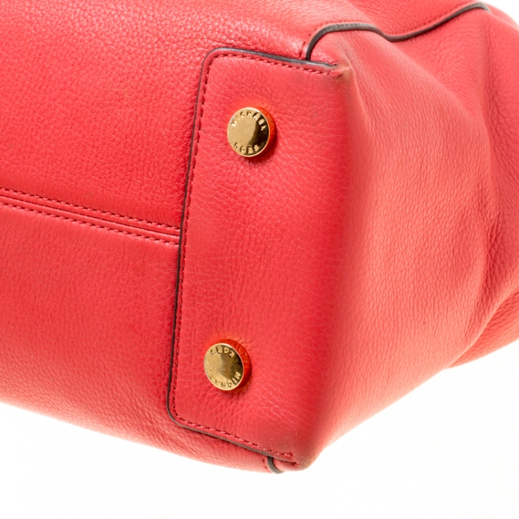 Pre Owned MICHAEL Michael Kors Red Leather Riley Top Handle Bag