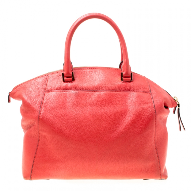 Pre Owned MICHAEL Michael Kors Red Leather Riley Top Handle Bag