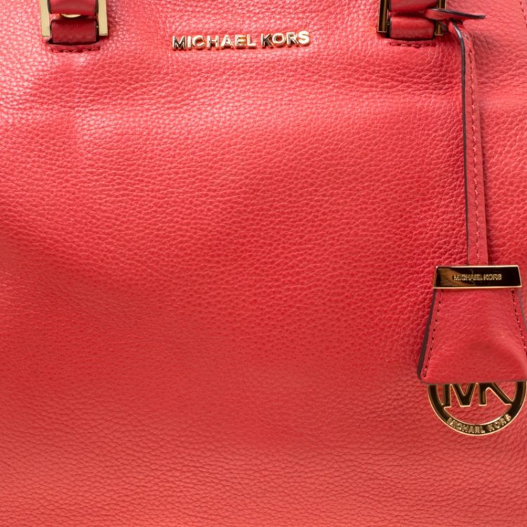 Pre Owned MICHAEL Michael Kors Red Leather Riley Top Handle Bag
