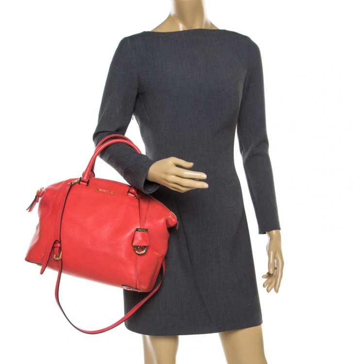Pre Owned MICHAEL Michael Kors Red Leather Riley Top Handle Bag