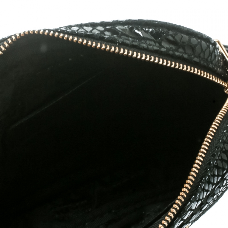 Pre Owned Michael Michael Kors Black Python Embossed Leather Crossbody Bag