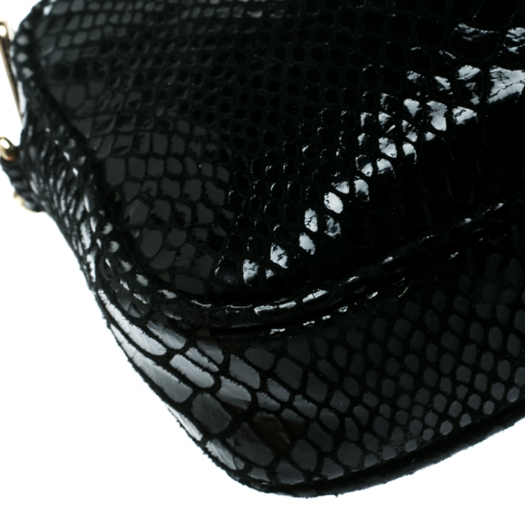 Pre Owned Michael Michael Kors Black Python Embossed Leather Crossbody Bag