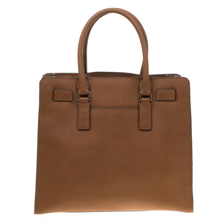 Pre Owned Michael Michael Kors Brown Saffiano Leather Dillon Top Handle Bag