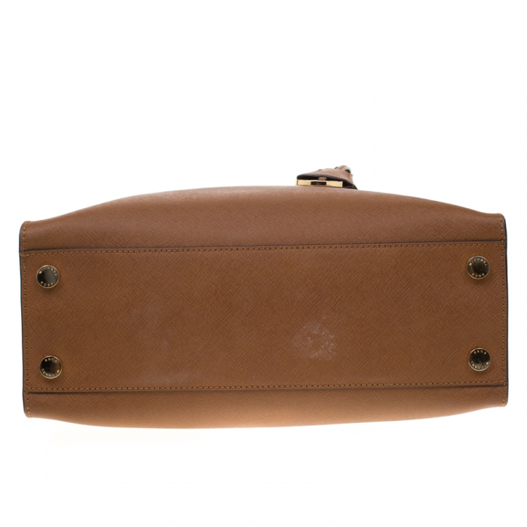 Pre Owned Michael Michael Kors Brown Saffiano Leather Dillon Top Handle Bag