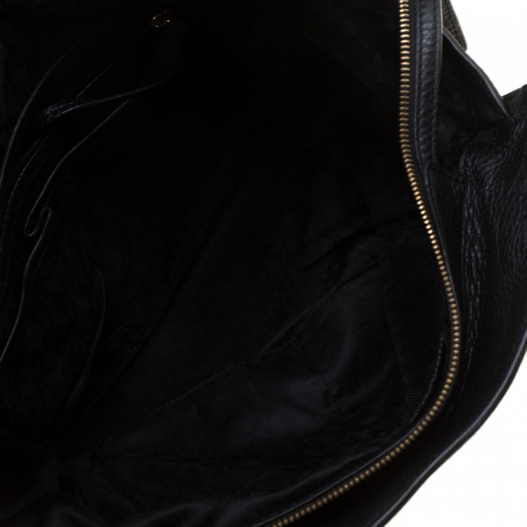 Pre Owned Michael Michael Kors Black Leather Top Handle Bag