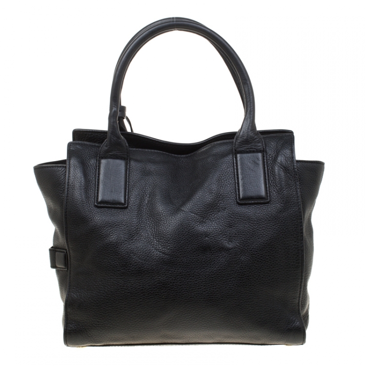 Pre Owned Michael Michael Kors Black Leather Top Handle Bag