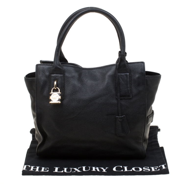 Pre Owned Michael Michael Kors Black Leather Top Handle Bag